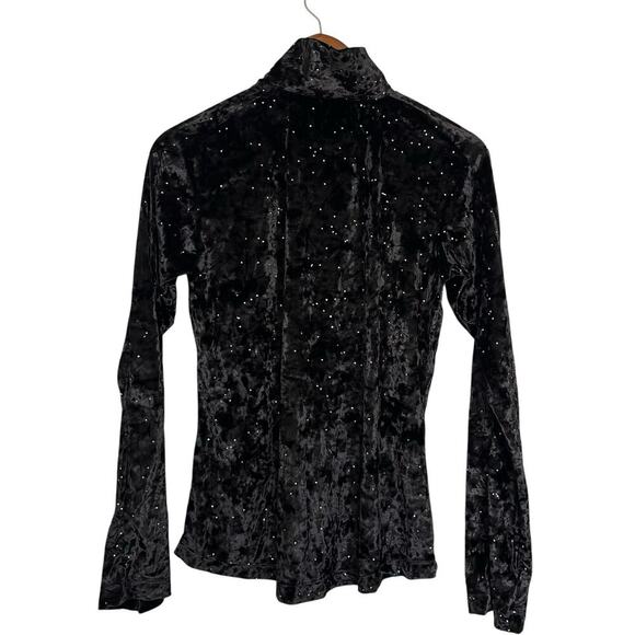 Skea Shimmies Velvet Long Mock Neck Black Sparkle Dance Ski Whimsigoth Large NWT - Picture 2 of 8